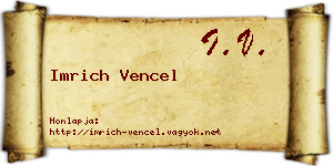 Imrich Vencel névjegykártya